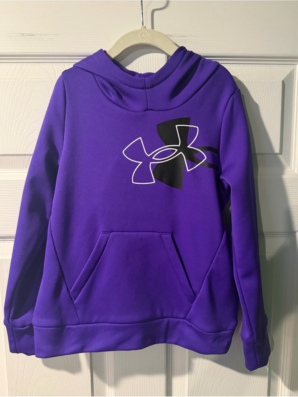 Under Armour Girls Purple Hoodie with Black & White Logo